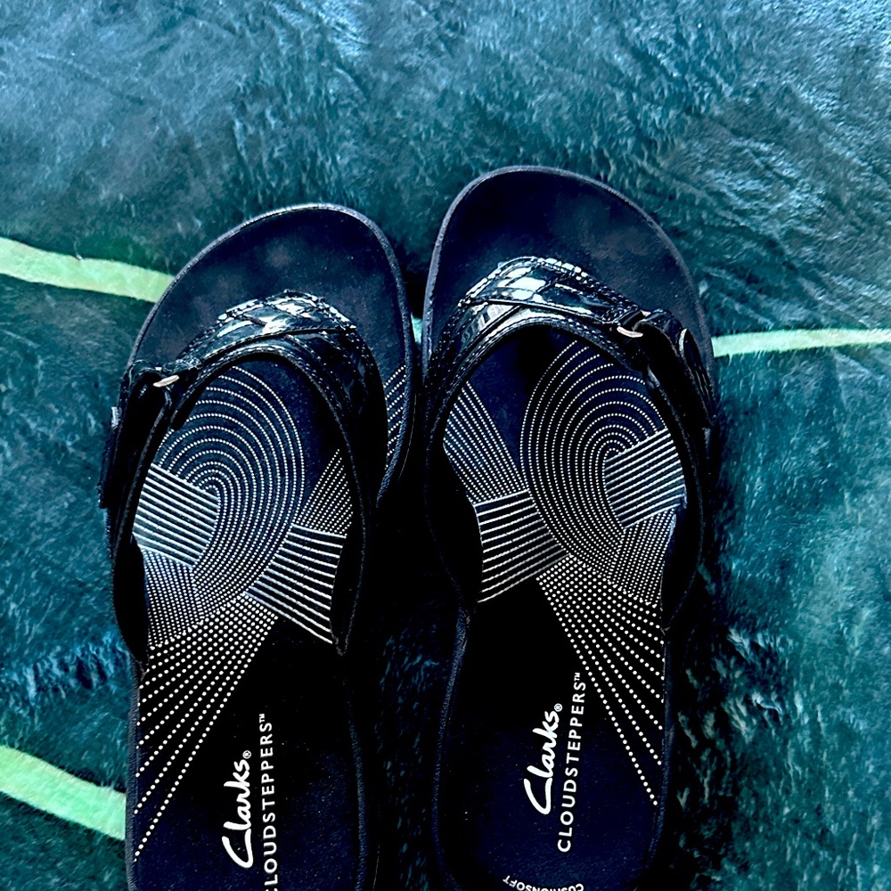 Clarks Women's Black Slide Sandals